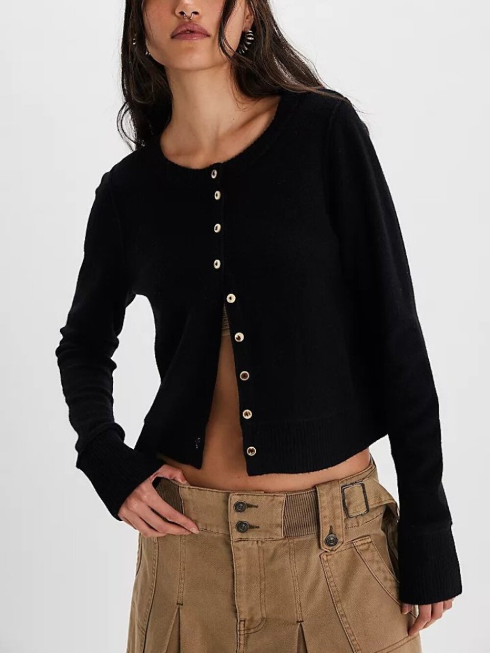 FREE PEOPLE Nocturnal Solid Cashmere Cardigan Sweater!! Sz M